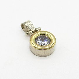 DIJE VIROLA CUBIC 14MM /PLATA Y ORO